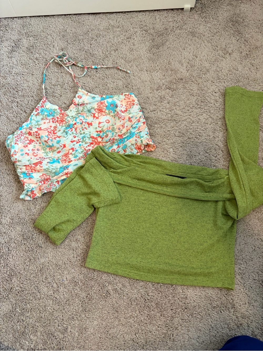Cider Floral Halter Camisole in Coral & Aqua